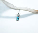 Aquamarine Necklace -Sterling Silver Fox Pendant - 2.5 CT Pendant Teardrop Pear Cut - Sky Blue - Aquamarine Jewelry - 18KGP #442