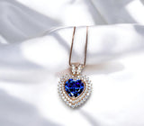 Tanzanite Heart Necklace - 18KGP @ Sterling Silver - Double Halo Heart Tanzanite Pendant - December Birthstone #578