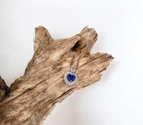 Tanzanite Heart Necklace - 18KGP @ Sterling Silver - Double Halo Heart Tanzanite Pendant - December Birthstone #578