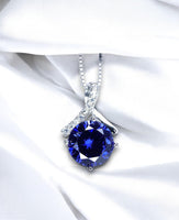 2 CT Tanzanite Necklace Simple Bowknot Lab Created Energic Blue Tanzanite Pendant 18k @ Sterling silver Minimalist Blue Gemstone #167