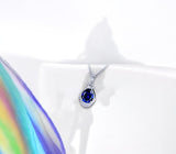 Teardrop Tanzanite Necklace - White gold coated Sterling Silver 2 CT Blue Tanzanite Jewelry #480