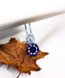 Gorgeous Tanzanite Necklace - Sterling Silver Solitaire 8mm 2 Ct Round Manmade Tanzanite Jewelry - Vivid Tanzanite Gemstone #264