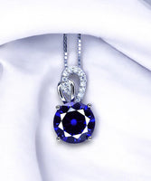 Gorgeous Tanzanite Necklace - Sterling Silver Solitaire 8mm 2 Ct Round Manmade Tanzanite Jewelry - Vivid Tanzanite Gemstone #264