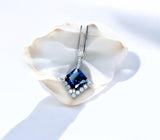 Large Blue Sapphire Necklace - 6.5 CT Square Princess Cut Blue Sapphire Pendant - September Birthstone #770