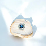 2 CT Blue Sapphire Necklace - Gemstone David Star Necklace - September Birthstone - Dainty Blue Sapphire Pendant #445