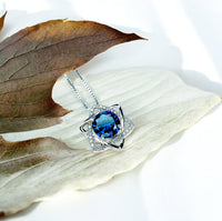 2 CT Blue Sapphire Necklace - Gemstone David Star Necklace - September Birthstone - Dainty Blue Sapphire Pendant #445