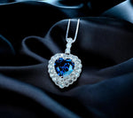 blue sapphire necklace, september birthstone, white gold,sterling silver