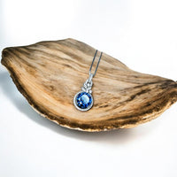 3.8 CT Blue Sapphire Necklace - 18KGP Sterling Silver Flower Petal - September Birthstone - Unique Design Sapphire Pendant #580