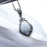 Tiny Opal Necklace - Teardrop Opal Pendant - 18kgp @ Sterling Silver - White Opal Pendant #119