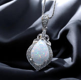 Tiny Opal Necklace - Teardrop Opal Pendant - 18kgp @ Sterling Silver - White Opal Pendant #119