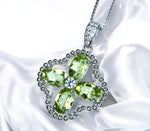 peridot necklace, four-leaf clover pendant