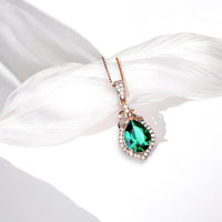 Dainty Emerald Necklace - Rose Gold coated Sterling Silver - Lab Created Green Emerald Pendant - May Birthstone #187