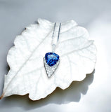 Large Trillion Cut Blue Sapphire Necklace - 18KGP Sterling Silver - Protective Queen's Guard Sword - Sapphire Pendant #768