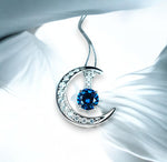 crescent moon necklace, blue sapphire necklace