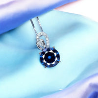 1.8 Ct Blue Sapphire Necklace, White Gold plated Sterling Silver Sim Gemstone September Birthstone Dainty Round ,Blue Sapphire Pendant #158