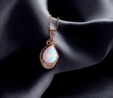 White Flash Opal Necklace - Rose Gold Sterling Silver Teardrop Opal Pendant - High Quality Bridal Wedding Opal Jewelry #243