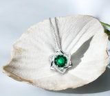 Emerald Necklace Gemstone David Star Style - May Birthstone - Lab Created Emerald Jewelry white gold coated sterling silver #318