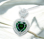 emerald necklace,green heart jewelry