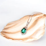 Dainty Emerald Necklace - Rose Gold coated Sterling Silver - Lab Created Green Emerald Pendant - May Birthstone #187