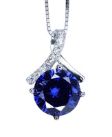 2 CT Tanzanite Necklace Simple Bowknot Lab Created Energic Blue Tanzanite Pendant 18k @ Sterling silver Minimalist Blue Gemstone #167