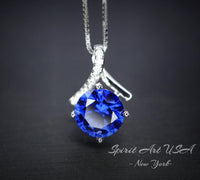 2 CT Tanzanite Necklace Simple Bowknot Lab Created Energic Blue Tanzanite Pendant 18k @ Sterling silver Minimalist Blue Gemstone #167