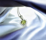 Super Tiny Green Peridot Necklace - Sterling Silver August Birthstone Halo Heart Peridot Jewelry #008