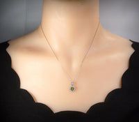 Super Tiny Green Peridot Necklace - Sterling Silver August Birthstone Halo Heart Peridot Jewelry #008