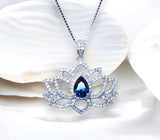 blue sapphire necklace  lotus flower jewelry