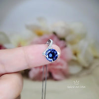2 CT Tanzanite Necklace Simple Bowknot Lab Created Energic Blue Tanzanite Pendant 18k @ Sterling silver Minimalist Blue Gemstone #167