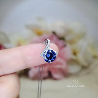 2 CT Tanzanite Necklace Simple Bowknot Lab Created Energic Blue Tanzanite Pendant 18k @ Sterling silver Minimalist Blue Gemstone #167