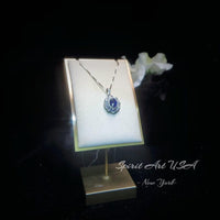 Tanzanite Necklace - Lotus Flower Pendant - 18KGP @ Sterling Silver - December Birthstone - Lab Created Blue Tanzanite Pendant #522