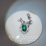 Natural Malachite Necklace - 18KGP @ Sterling Silver - Large Genuine Oval Green Malachite Pendant - Heart Chakra Healing 1117