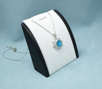 Blue Topaz Necklace - Diamond Milky Way Spiral Pendant 18KGP White Gold Sterling Silver - 3 CT Galaxy Energy Vortexes Windmill Jewelry #987