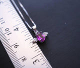 Sterling Silver Tiny Ruby Necklace - Dainty Red Ruby Pendant - Full Sterling Silver Penguin Necklace Bird Choker 1067