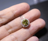 Genuine Peridot Necklace, Natural green peridot Choker, Tiny Sterling Silver Solitaire Green Gemstone Pendant Heart Chakra Healing #1017