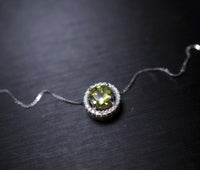 Genuine Peridot Necklace, Natural green peridot Choker, Tiny Sterling Silver Solitaire Green Gemstone Pendant Heart Chakra Healing #1017
