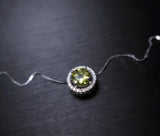 Genuine Peridot Necklace, Natural green peridot Choker, Tiny Sterling Silver Solitaire Green Gemstone Pendant Heart Chakra Healing #1017