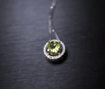 Genuine Peridot Necklace, Natural green peridot Choker, Tiny Sterling Silver Solitaire Green Gemstone Pendant Heart Chakra Healing #1017