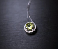 Genuine Peridot Necklace, Natural green peridot Choker, Tiny Sterling Silver Solitaire Green Gemstone Pendant Heart Chakra Healing #1017