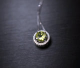 Genuine Peridot Necklace, Natural green peridot Choker, Tiny Sterling Silver Solitaire Green Gemstone Pendant Heart Chakra Healing #1017