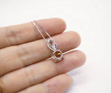 Genuine Citrine Necklace Sterling Silver Single Simple Round Natural Citrine Pendant 1106