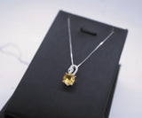 Genuine Citrine Necklace Sterling Silver Single Simple Round Natural Citrine Pendant 1106