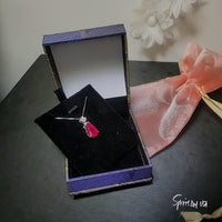 5.5 CT Teardrop Red Ruby Necklace， Diamond Crown Flower Red Ruby Pendant， Sterling Silver White Gold Plated July Birthstone 1029