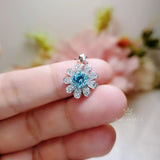 Aquamarine Necklace Sterling Silver Sunflower Pendant Sim Gemstone 1 Ct Blue Gemstone Pendant White Gold March Birthstone Tiny Floral 054
