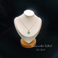 Emerald Necklace - Rose Gold Coated Sterling Silver Sunflower Necklace - Tiny Green Emerald Jewelry 089