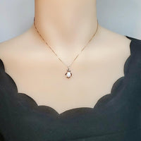 Rose Gold Fire Opal Necklace, Sterling silver White Opal Flower Necklace, Delicate Minimalist Box Chain 075