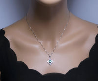 Emerald Necklace Sterling Silver Square Green emerald pendant May birthstone 1026