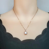 Rose Gold Opal Necklace - Square White Opal Pendant - Rose Gold Coated Sterling Silver Box Opal Jewelry