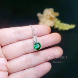 Gorgeous Emerald Necklace - Sterling Silver Solitaire 8mm 2 Ct Round Simple Emerald Jewelry