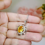 Yellow Gold Moissanite Diamond Necklace, 18KGP @ Sterling Silver - Flower of Life Jewelry - November Birthstone